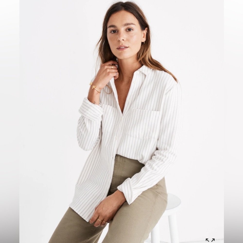 Madewell Flannel Sunday Shirt / Shacket in Stripe